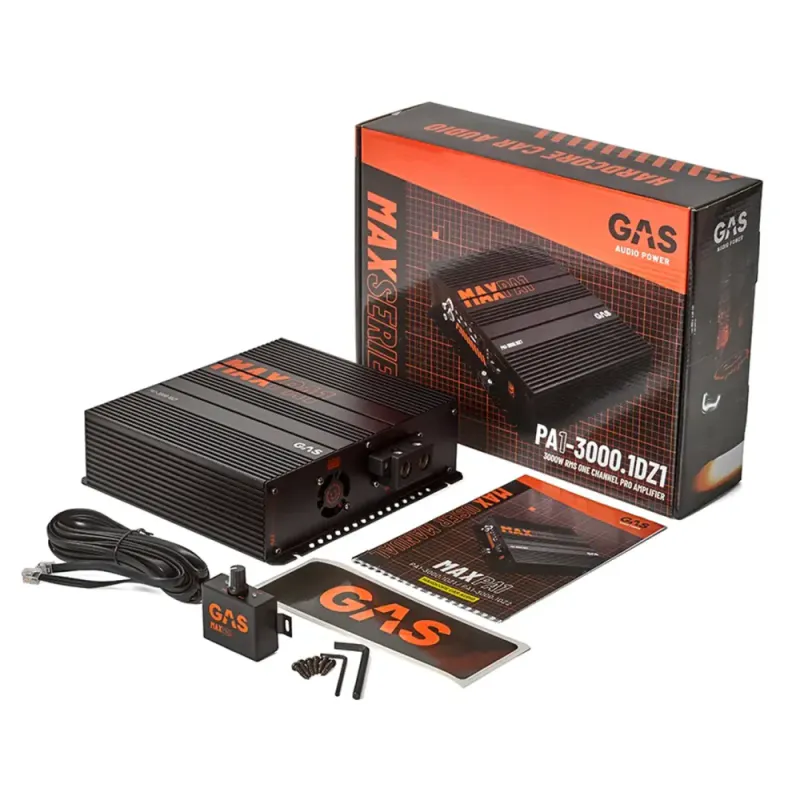 GAS MAX PA1-3000.1DZ1 Monoforsterker, 3000W RMS, 1 Ohm, fullfrekvens